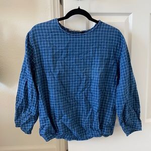 Long sleeve Zara blue plaid shirt